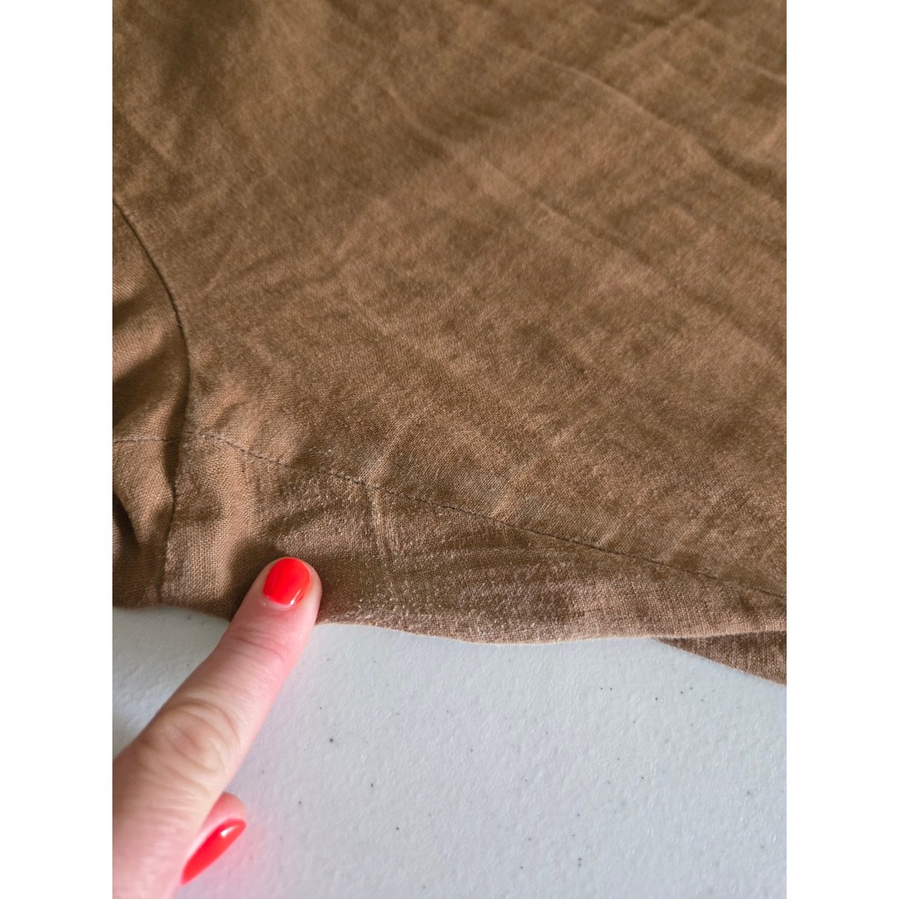Quince 100% European Linen Square Neck Jumpsuit Brown XL Wide Leg Tie Waist - Picture 9 of 11
